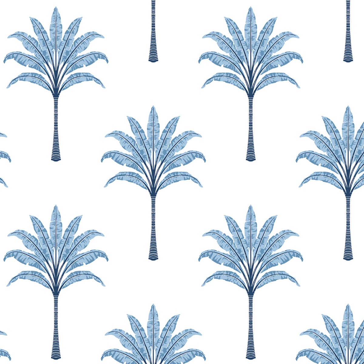 Montgomery Palm peel and stick wallpaper in Blue Lake with stylized palm motif