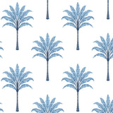 Montgomery Palm peel and stick wallpaper in Blue Lake with stylized palm motif
