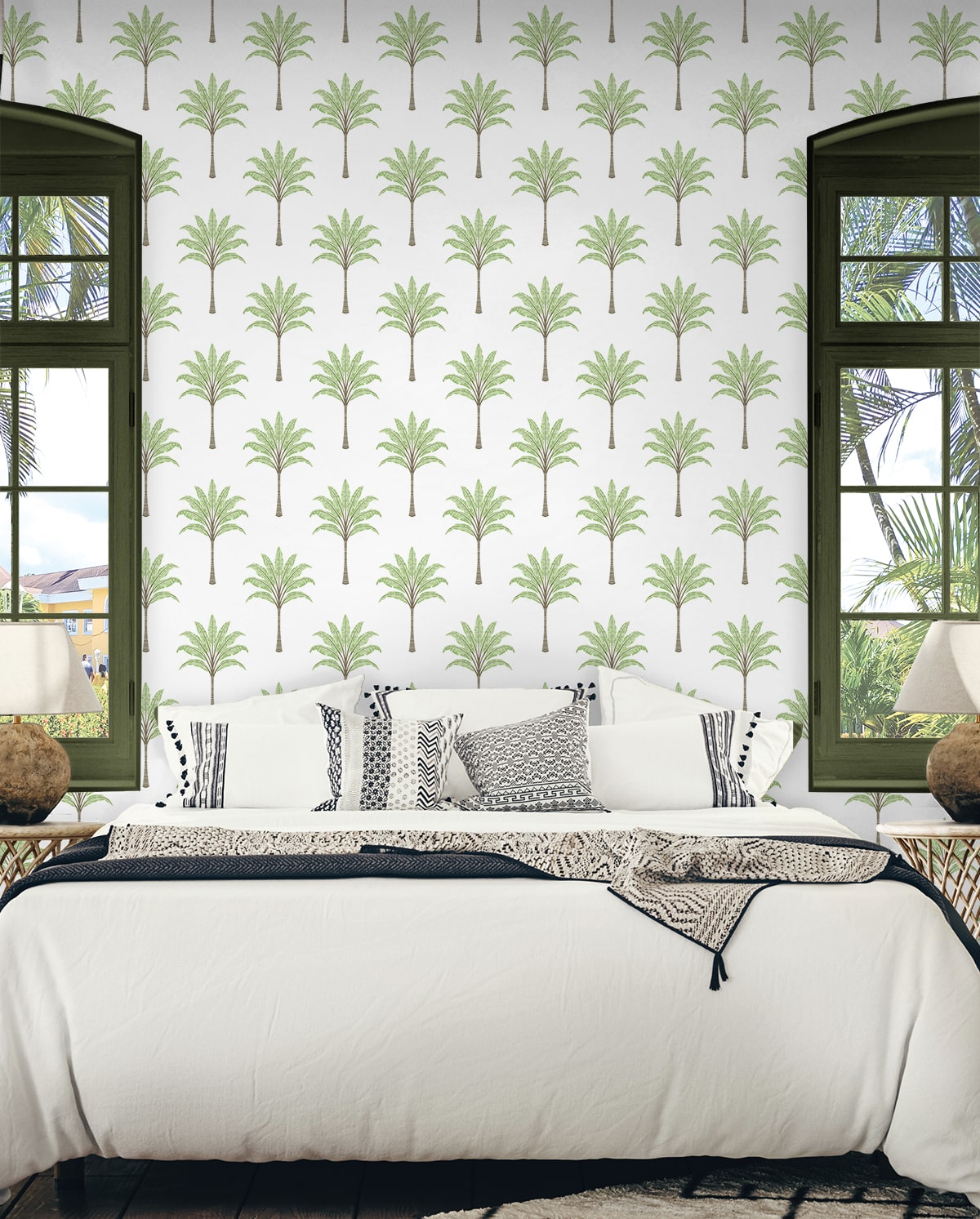 Montgomery Palm Green Tea by Harry & Grace Peel and Stick Palm Tree Peel & Stick Wallpaper – Harry & Grace HG10704