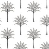 Montgomery Palm peel and stick wallpaper in Harbor Grey with stylized palm tree motif