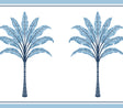 Montgomery Palm Border in Blue Lake with repeating palm tree motif and coordinating blue stripes