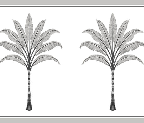 Montgomery Palm Border in Harbor Grey featuring repeating palm trees