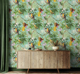 Tropical Bird Aqua by Harry & Grace Peel and Stick Tropical Botanical Bird Wallpaper – Harry & Grace HG10902