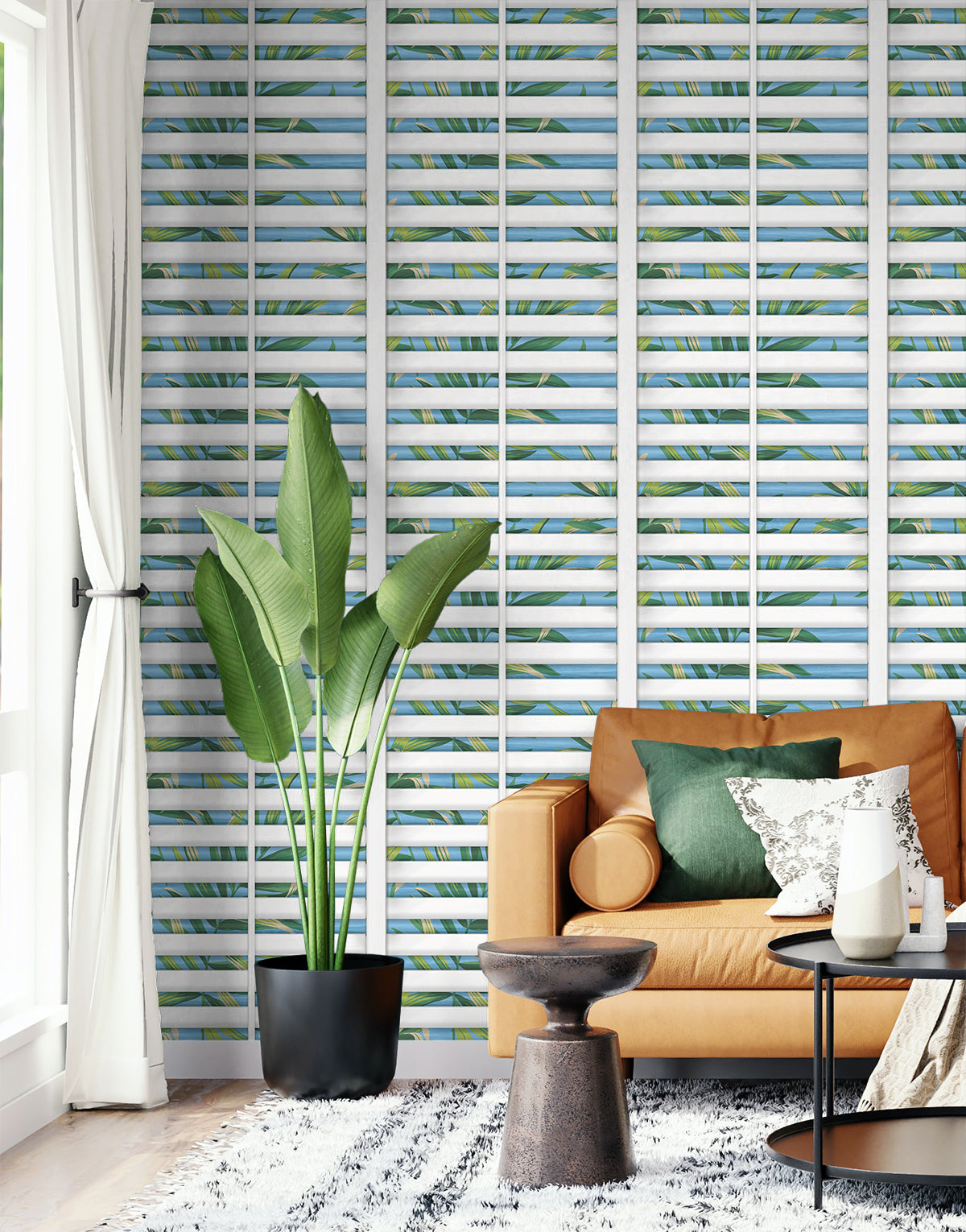 Richwood Shutters Ciel by Harry & Grace Peel and Stick Tropical Leaf Wallpaper – Harry & Grace HG11000