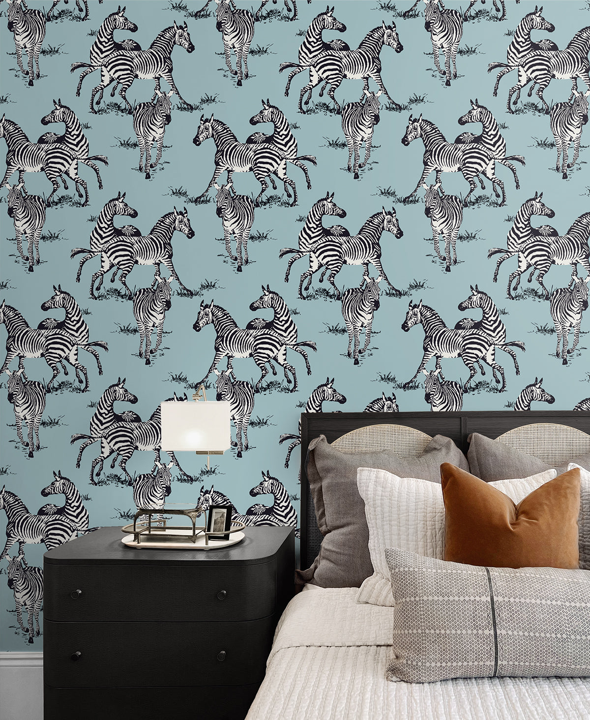 Playful Zebras Light Blue by Harry & Grace Peel and Stick Zebra Peel & Stick Wallpaper – Harry & Grace HG11102