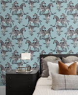 Playful Zebras Light Blue by Harry & Grace Peel and Stick Zebra Peel & Stick Wallpaper – Harry & Grace HG11102