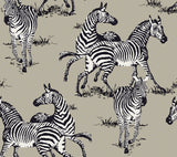 Playful Zebras peel and stick wallpaper pattern with zebras
