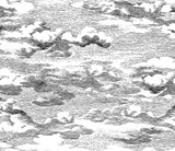 Clouds black peel and stick wallpaper with illustrated cloud pattern