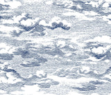 Blue illustrated cloud pattern peel and stick wallpaper