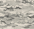 Clouds beige and black peel and stick wallpaper with illustrated cloud motif