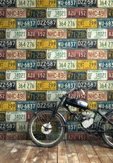 License Plates Multi by Harry & Grace Peel and Stick Vintage License Plate Wallpaper – Harry & Grace HG11301