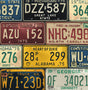 Vintage multicolor license plate collage peel and stick wallpaper pattern