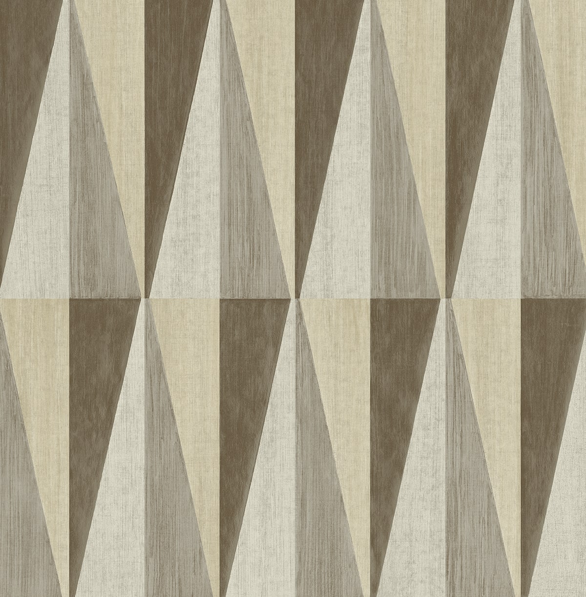 Pieced Diamonds geometric peel and stick wallpaper in cafe beige and tan tones.