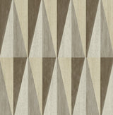 Pieced Diamonds geometric peel and stick wallpaper in cafe beige and tan tones.