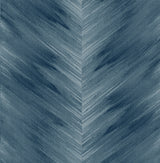 Washed Chevron Blue Lake peel and stick wallpaper in a brushed chevron pattern