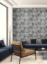 Graphic Letters Steel Blue & Mocha by Harry & Grace Peel and Stick Abstract Wallpaper – Harry & Grace HG12002