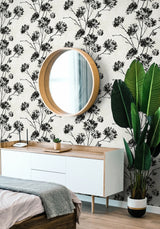 Dandelion Floral Ebony by Harry & Grace Peel and Stick Botanical Wallpaper – Harry & Grace HG12100