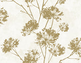 Dandelion Floral Metallic Gold by Harry & Grace Peel and Stick Botanical Wallpaper – Harry & Grace HG12105 -Sample
