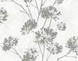 Metallic silver dandelion floral botanical peel and stick wallpaper pattern
