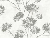 Dandelion Floral Metallic Silver by Harry & Grace Peel and Stick Botanical Wallpaper – Harry & Grace HG12108 - Sample