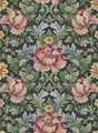 Floral Garden peel and stick wallpaper in Rose & Fern with vintage floral motif on a dark ground
