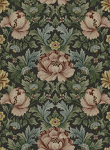 Floral Garden wallpaper pattern in Clove & Rosemary with vintage-style florals and foliage