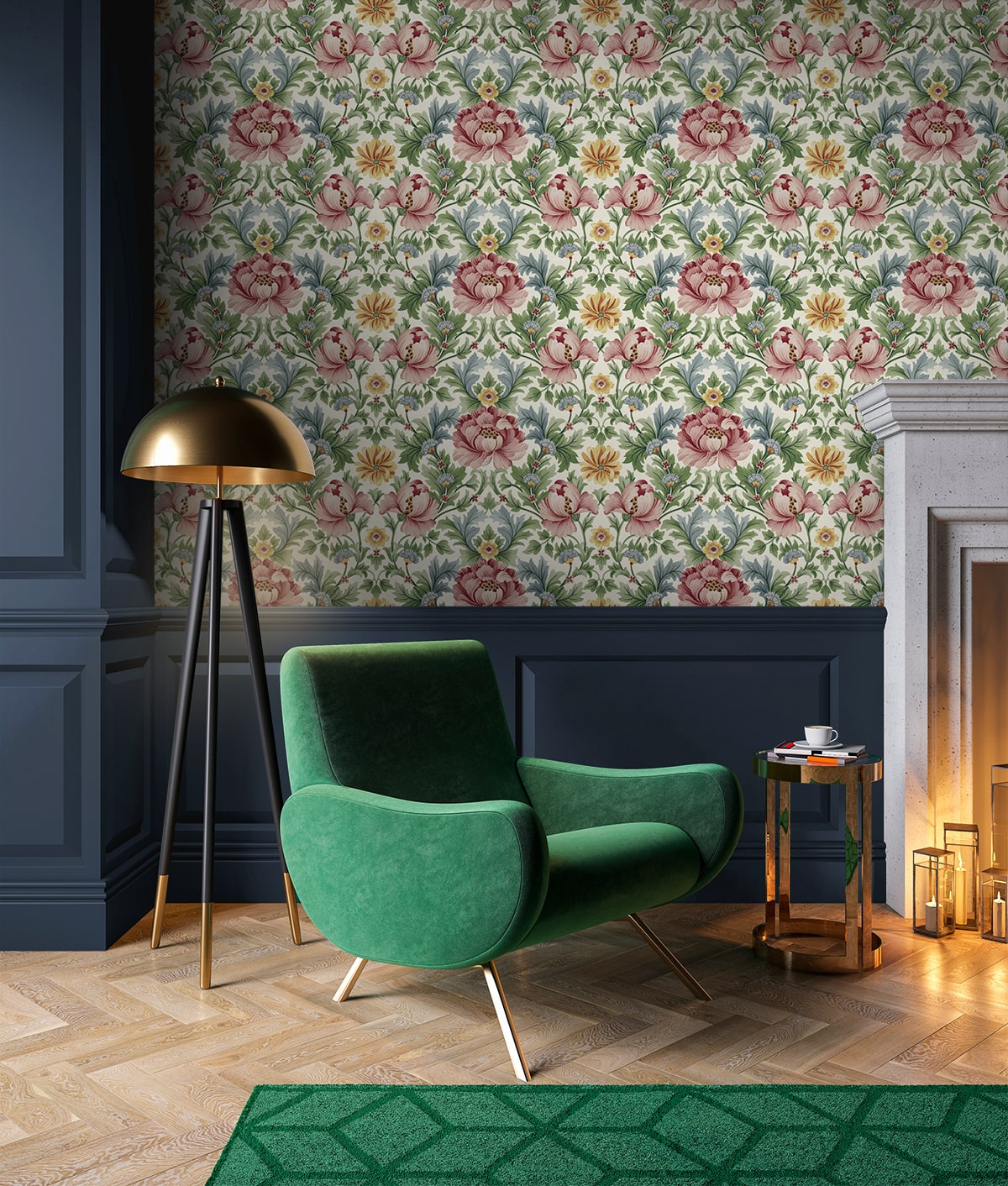 Floral Garden Spring Bloom by Harry & Grace Peel and Stick Vintage Floral Wallpaper – Harry & Grace HG12611