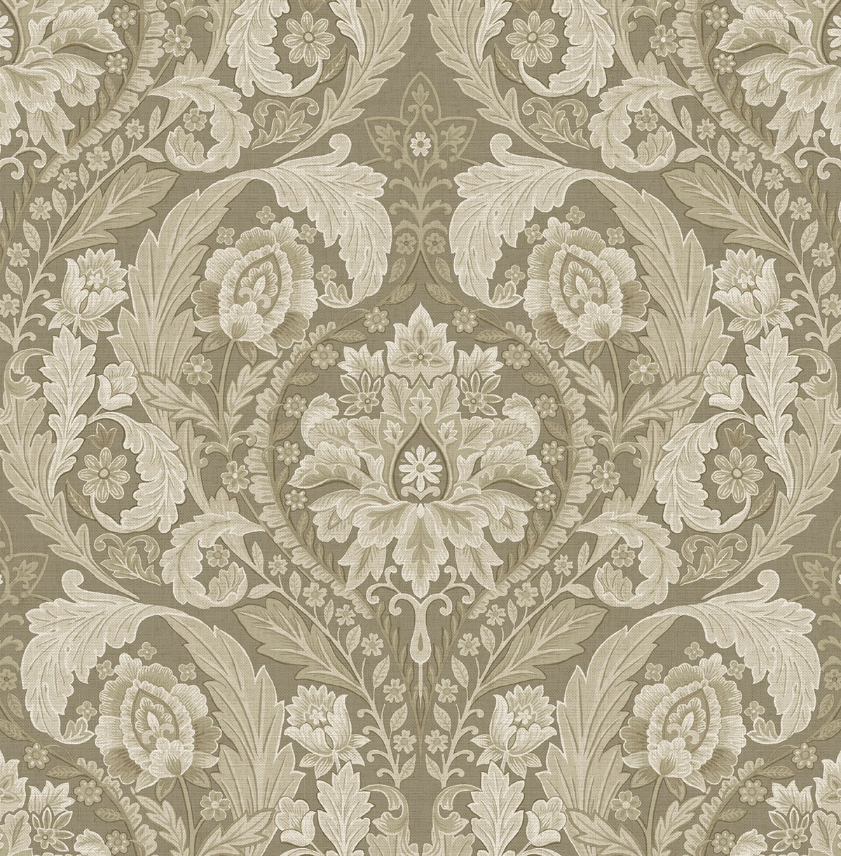 Thornton Vintage Damask peel and stick wallpaper in Latte by Harry & Grace (HG12905)