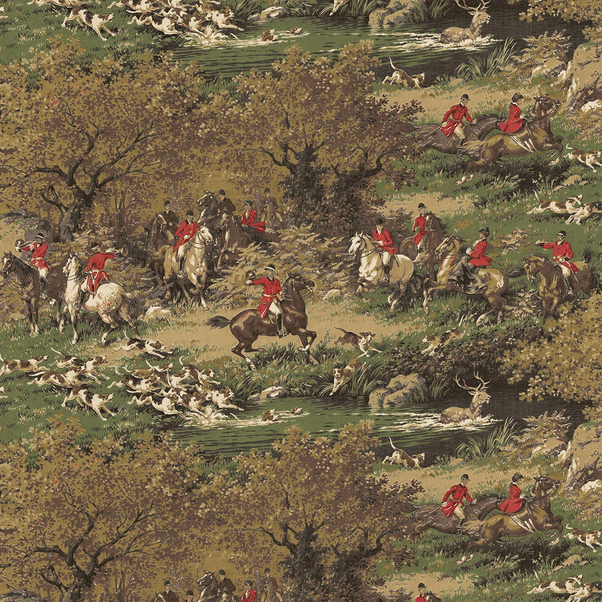Taunton Hunt Scene Chestnut & Rosemary Peel and Stick Wallpaper | Harry ...