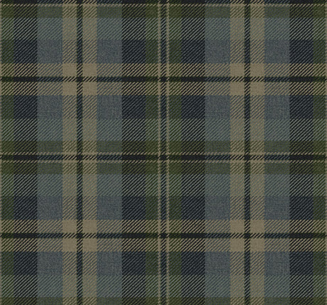 Deep Sea blue and green tailored plaid peel and stick vinyl wallpaper pattern