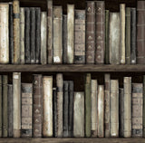 Faux Bookshelves Shale by Harry & Grace Peel and Stick Faux Bookcase Wallpaper – Harry & Grace HG13200 -Sample