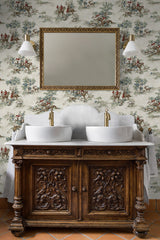 Horse Race Bluestone & Garnet by Harry & Grace Peel and Stick Toile Wallpaper – Harry & Grace HG13802 -Sample