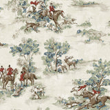 Horse Race Bluestone & Garnet by Harry & Grace Peel and Stick Toile Wallpaper – Harry & Grace HG13802 -Sample