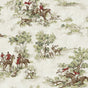 Horse Race Rosemary & Garnet peel and stick toile wallpaper with equestrian hunt scene