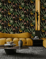 Panther Jungle Onyx by Harry & Grace Peel and Stick Panther Floral Wallpaper – Harry & Grace HG13900