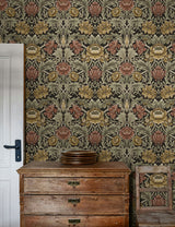 Acanthus Floral Cameo Espresso by Harry & Grace Peel and Stick Vintage Floral Peel & Stick Wallpaper – Harry & Grace HG14006
