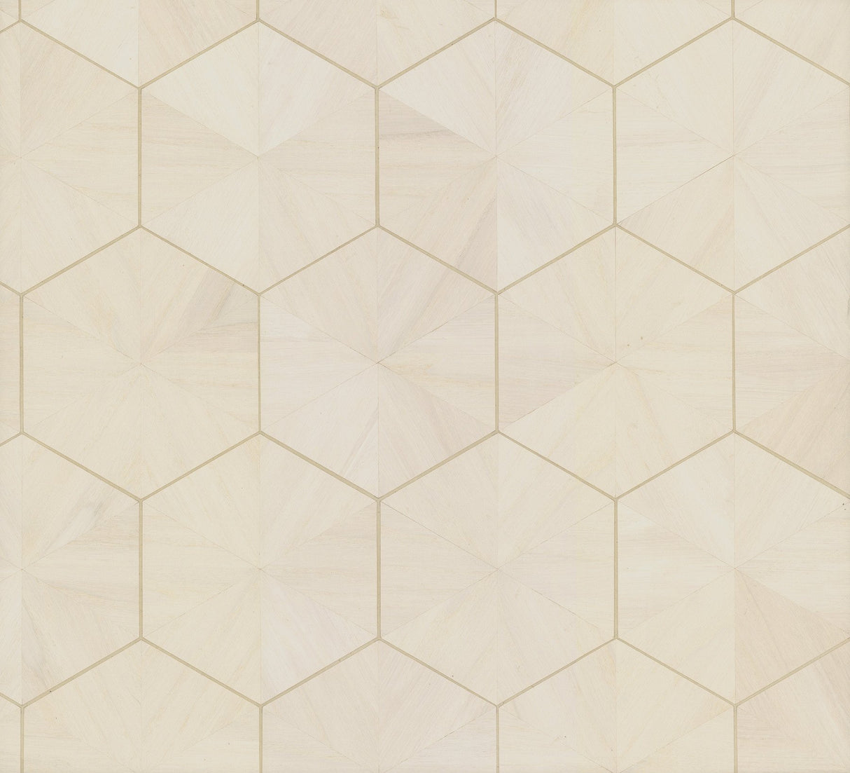 Hexagram Wood Veneer Off White Wallpaper with Geometric Hexagon Pattern - York HO2101