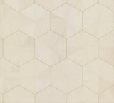 Hexagram Wood Veneer Off White Wallpaper with Geometric Hexagon Pattern - York HO2101