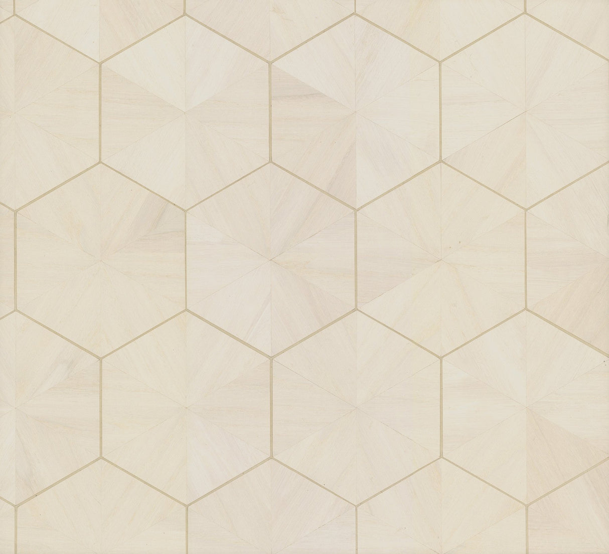 Hexagram Wood Veneer Ivory Wallpaper with Geometric Hexagon Pattern, Feature Wall Style - York HO2101GV