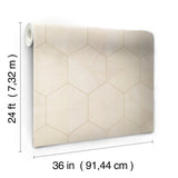 Hexagram Wood Veneer Ivory Wallpaper with Geometric Hexagon Pattern, Feature Wall Style - York HO2101GV