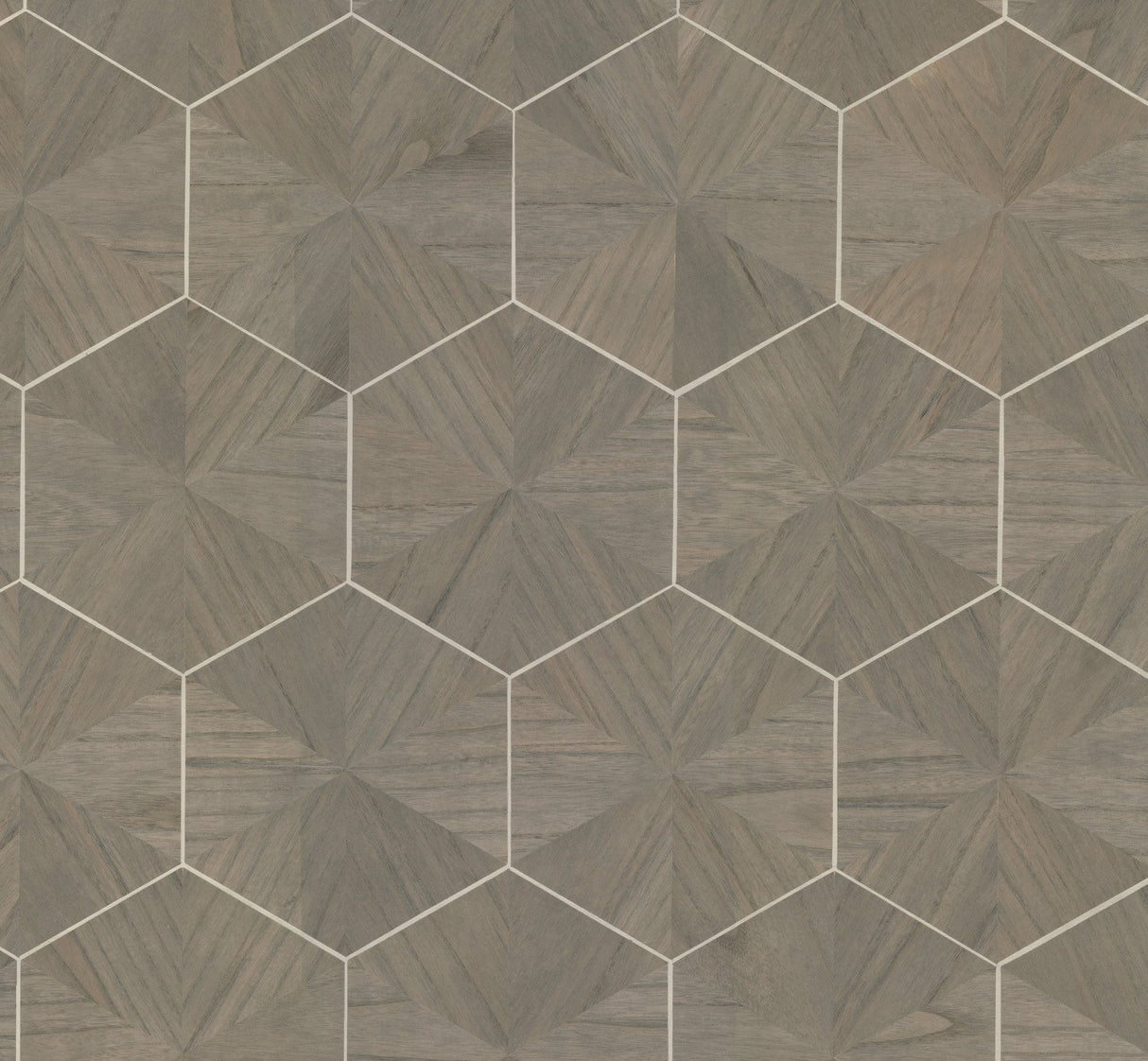 Hexagram Wood Veneer Brown Geometric Wallpaper - York HO2102