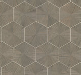 Hexagram Wood Veneer Brown Geometric Wallpaper - York HO2102