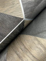 Hexagram Wood Veneer Smoke Wallpaper with Metallic Feature Wall Geometric Pattern - York HO2103GV