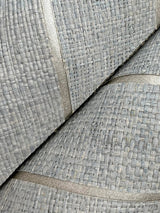 Atelier Herringbone Lagoon Wallpaper with Metallic Raffia Grasscloth Feature Wall - York HO2106GV