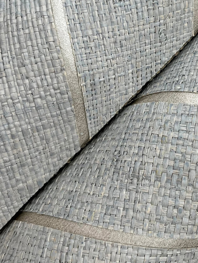 Atelier Herringbone Lagoon Wallpaper with Metallic Raffia Grasscloth Feature Wall - York HO2106GV