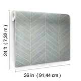 Atelier Herringbone Lagoon Wallpaper with Metallic Raffia Grasscloth Feature Wall - York HO2106GV