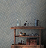 Atelier Herringbone Light Grey Wallpaper with Geometric Raffia Motif - York HO2106