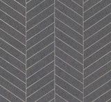 Atelier Herringbone Dark Grey Wallpaper with Geometric Herringbone Pattern - York HO2107