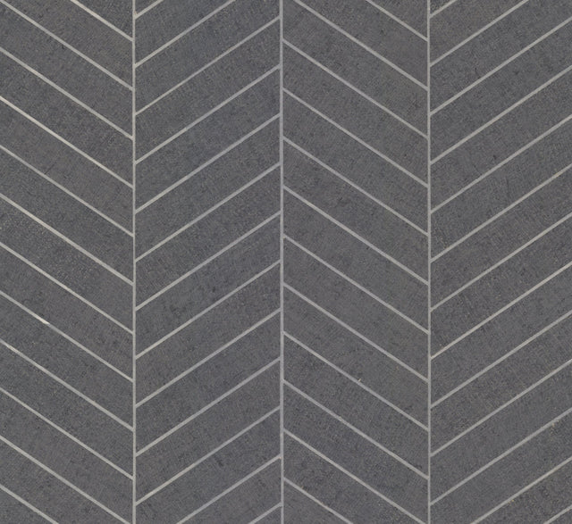 Atelier Herringbone Dark Grey Wallpaper with Geometric Herringbone Pattern - York HO2107