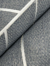 Atelier Herringbone Steel Blue Wallpaper with Metallic Feature Wall Grasscloth - York HO2107GV